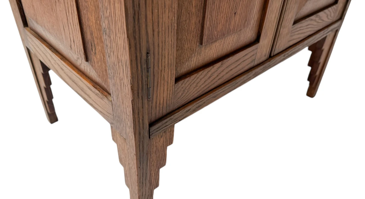 Art Deco Amsterdamse School Cabinet with Black Lacquered Top, 1920s